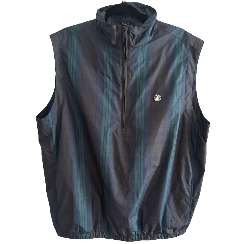 Brooks Brothers Country Club Prosport Sz L Golf Vest Plaid Green/ Blue
